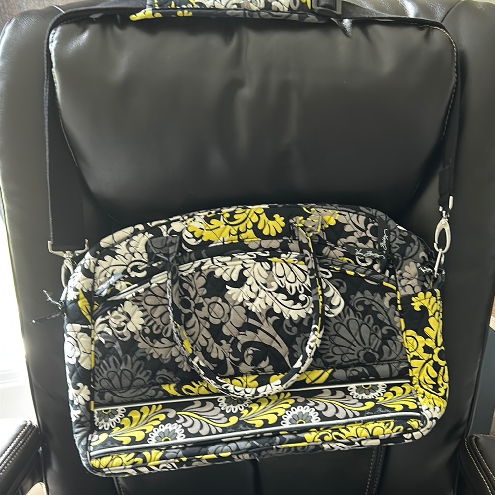 Vera Bradley Black and Yellow Floral Laptop Bag